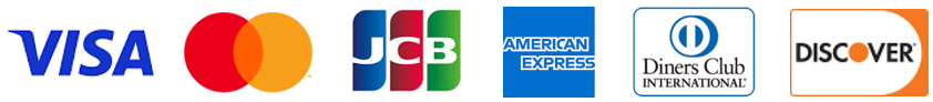 Visa、Mastercard、JCB、American Express、Diners Club、Discoverのロゴ